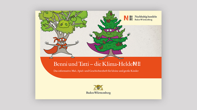 Dargestellt wir die Titelseite des Malbuchs „Benni und Tatti – die Klima-Helden!“