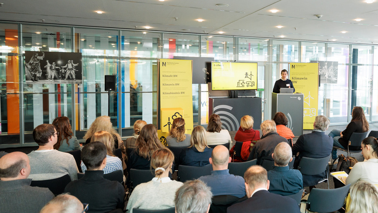 Begrüßung der Teilnehmenden am Klimawin BW-Forum in der Messe Stuttgart.