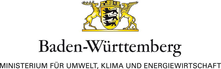 Großes Landeswappen Baden-Württembergs mit dem Schriftzug Baden-Wüerttemberg Ministerium für Umwelt, Klima und Energiewirtschaft.