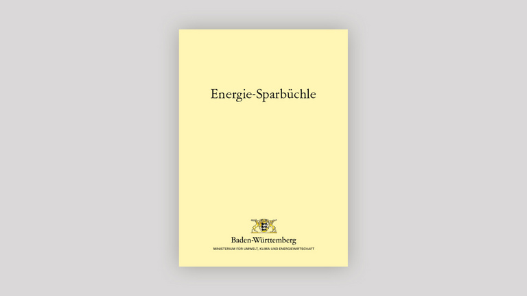 Das gelbe Cover des Energiesparbüchle mit schwarzer Schrift. 
