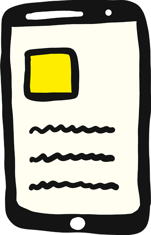 Zu sehen ist eine Grafik eines Mobiltelefons mit einem Touchscreen.