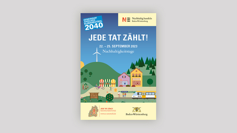 Flyer zu den Nachhaltigkeitstagen 2023 Titelseite des Faltblattes zu den 11. Nachhaltigkeitstagen Baden-Wüerttemberg 2023.