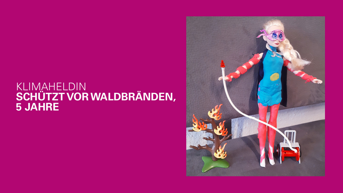 Klimaheldin aus Knete die Waldbrände löscht, 5 Jahre
