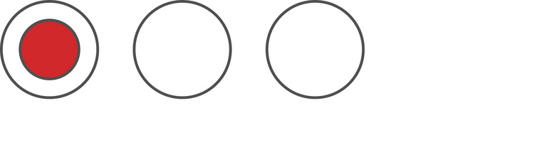 Quer liegende Ampelkreise mit einem roten Kreis im linken Feld zeigen auf, dass diesem Indikator einen negativer Trend bescheinigt wird.