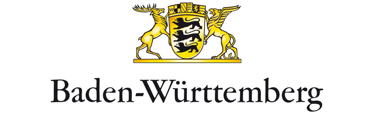Großes Landeswappen Baden-Württembergs mit dem Schriftzug Baden-Wüerttemberg.