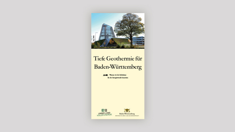 Titelseite des Flyers Tiefe Geothermie für Baden-Württemberg des Umweltministeriums Baden-Württemberg.